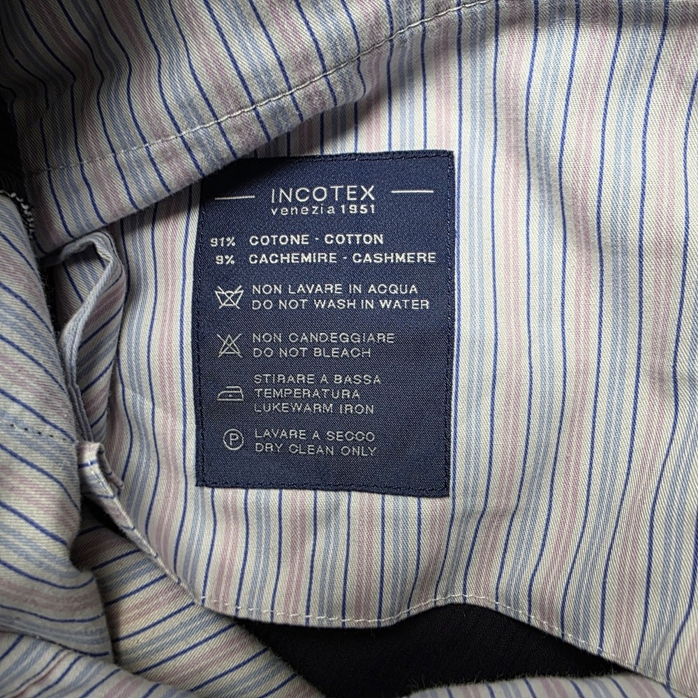 Incotex Brando Cashmere Cotton Corduroy Trousers Cashco Pants Navy Blue Size 34 - Picture 6 of 14